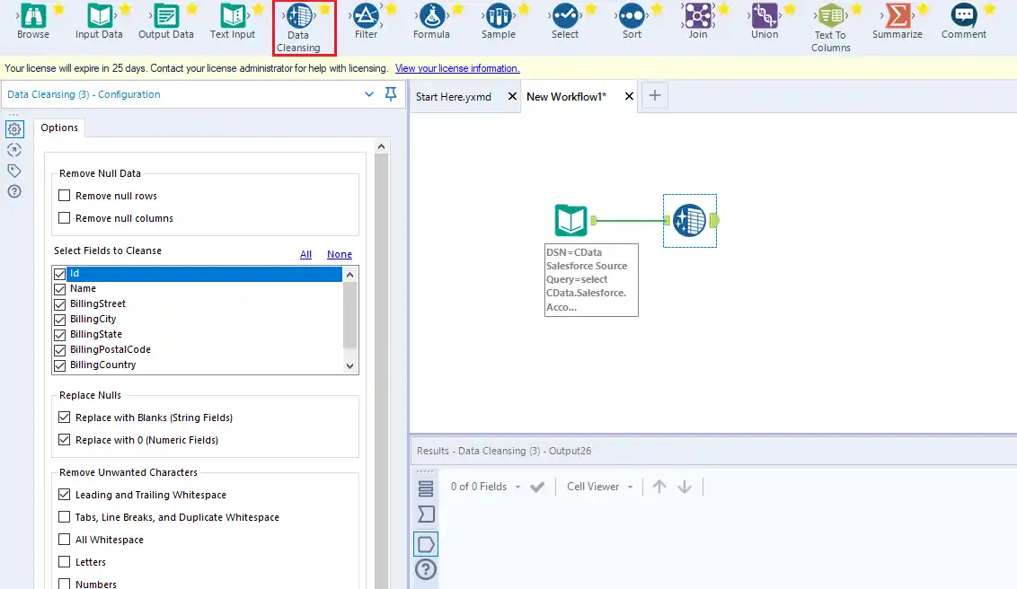 Add and configure a new Data Cleansing tool.